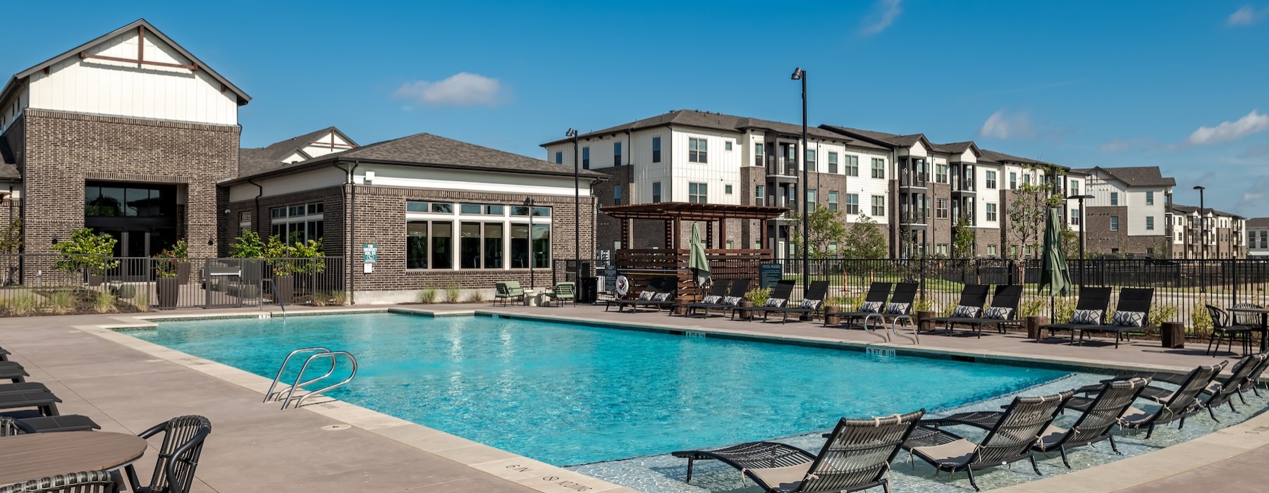 a swimming pool in a courtyard